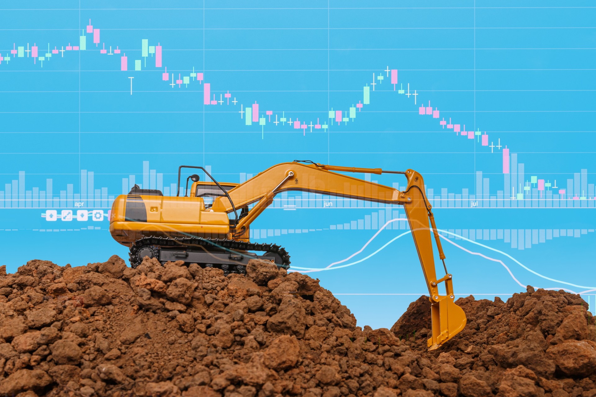Excavator business  construction industrial concept